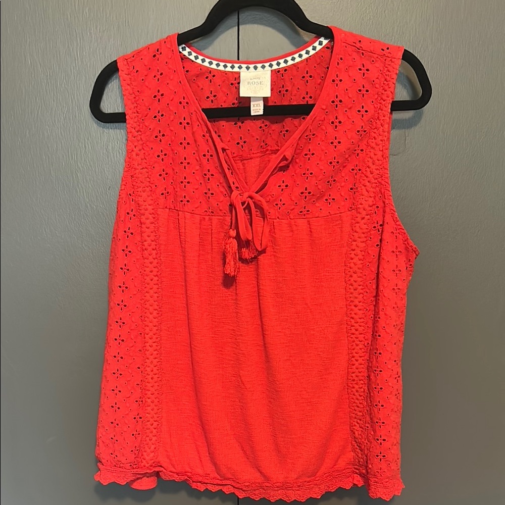 Knox Rose Red Tie Front Blouse